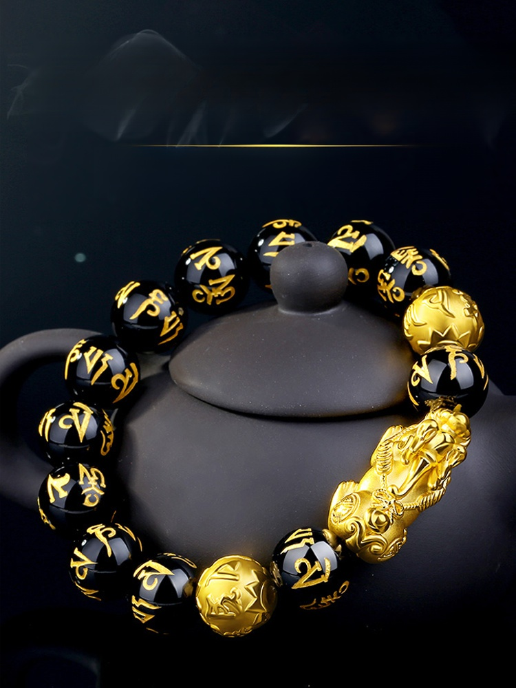 (ปี่เซียะ เสริมดวง เพิ่มโชคลาภ) สร้อยข้อมือปี่เซียะ คาถาโอม มณี ปัทเม ฮูม