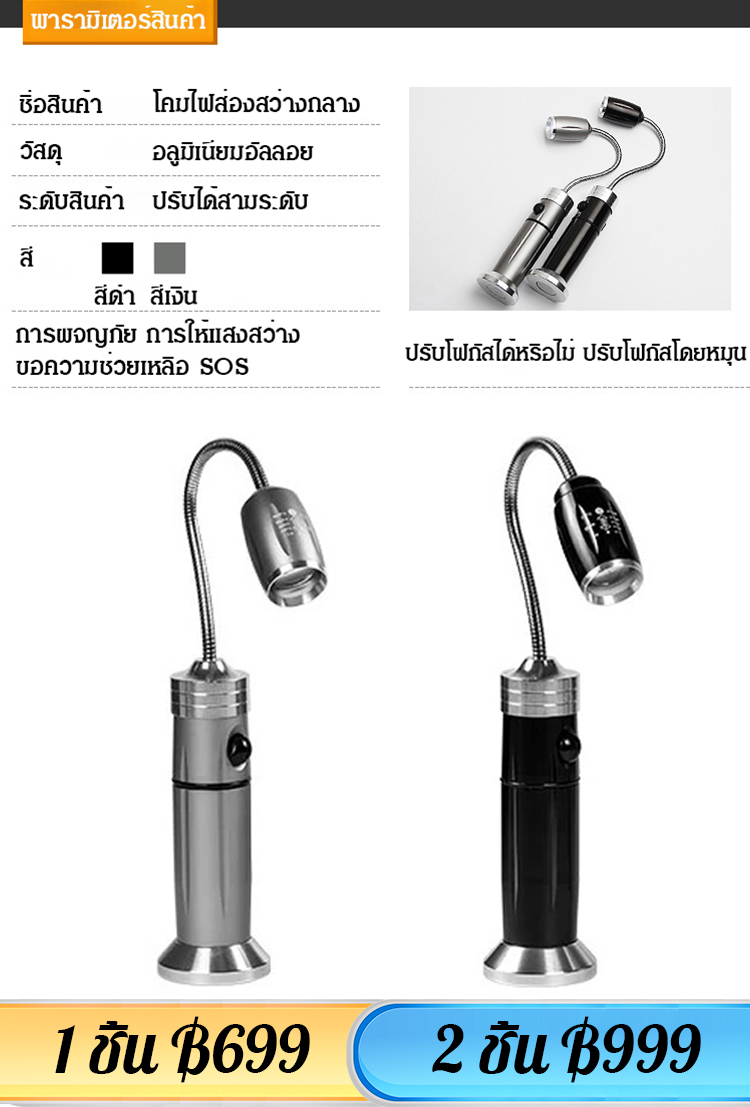 โคมไฟส่องสว่างกลางแจ้งแบบแม่เหล็ก ปรับโฟกัสได้