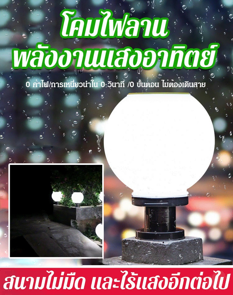 【ค่าไฟฟ้า 0 เป็นเวลาหนึ่งปี】โคมไฟติดด้านบนเสาพลังงานแสงอาทิตย์