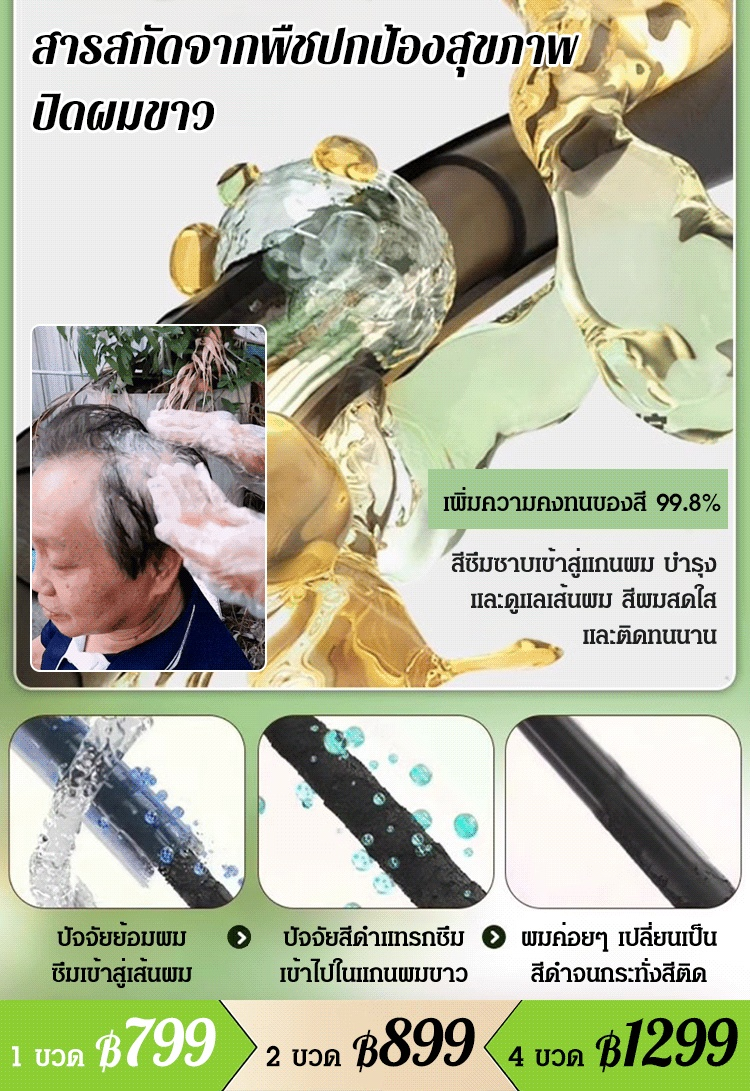 【ย้อมผมขาวและผมสีให้งดดำ】แชมพูบำรุงผมจากพืช