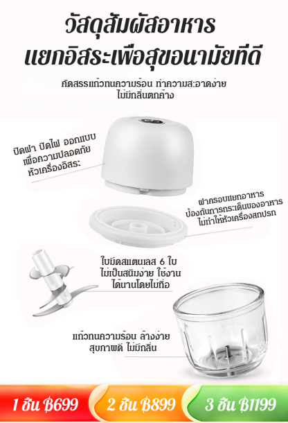 เครื่องบดกระเทียมไฟฟ้า【บดใน 5 วินาที】