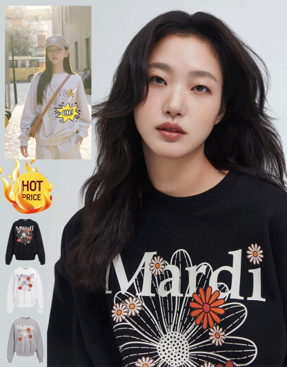 เย็บปักถักร้อยลวดลายดอกเดซี่รอบคอเสื้อ