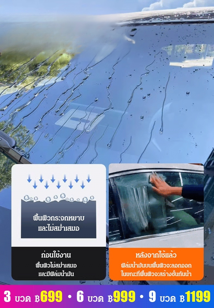 น้ำยาทำความสะอาดคราบมันบนกระจกรถยนต์