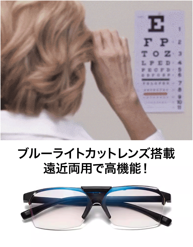 レンズ180°回転ブルーライトカット老眼鏡