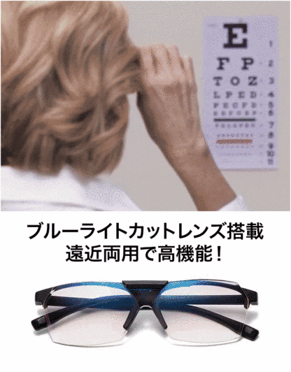 レンズ180°回転ブルーライトカット老眼鏡