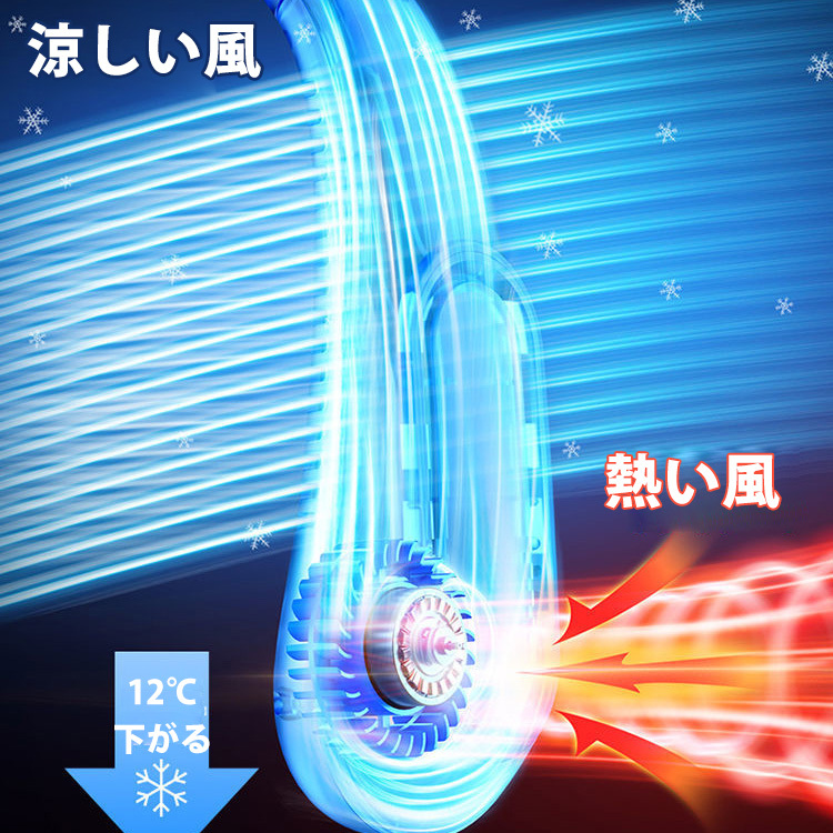【首掛け扇風機】静音、USB充電、首掛け、ひんやり、大風量