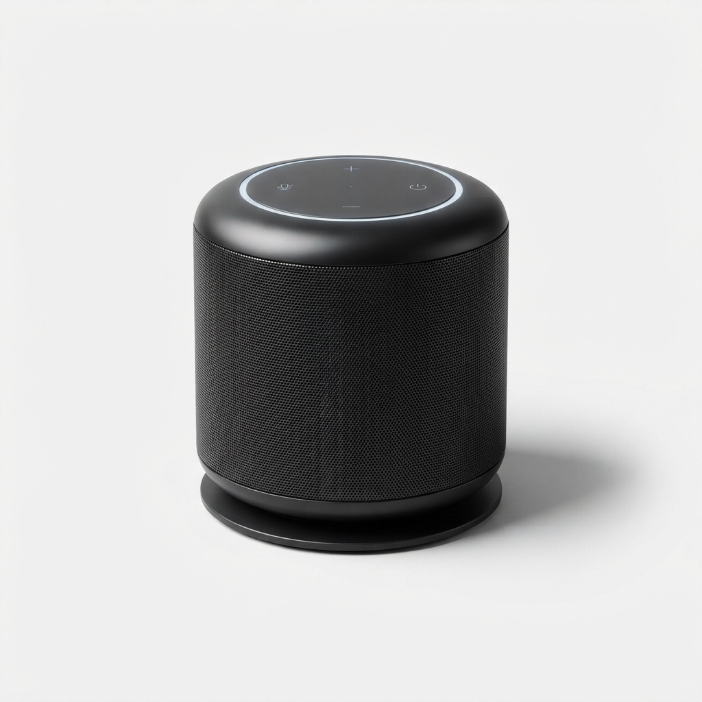 iFLYTEK AI conference speaker on clean off-white surface
