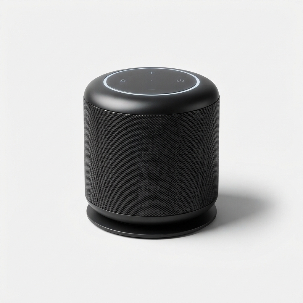 iFLYTEK AI conference speaker on clean off-white surface