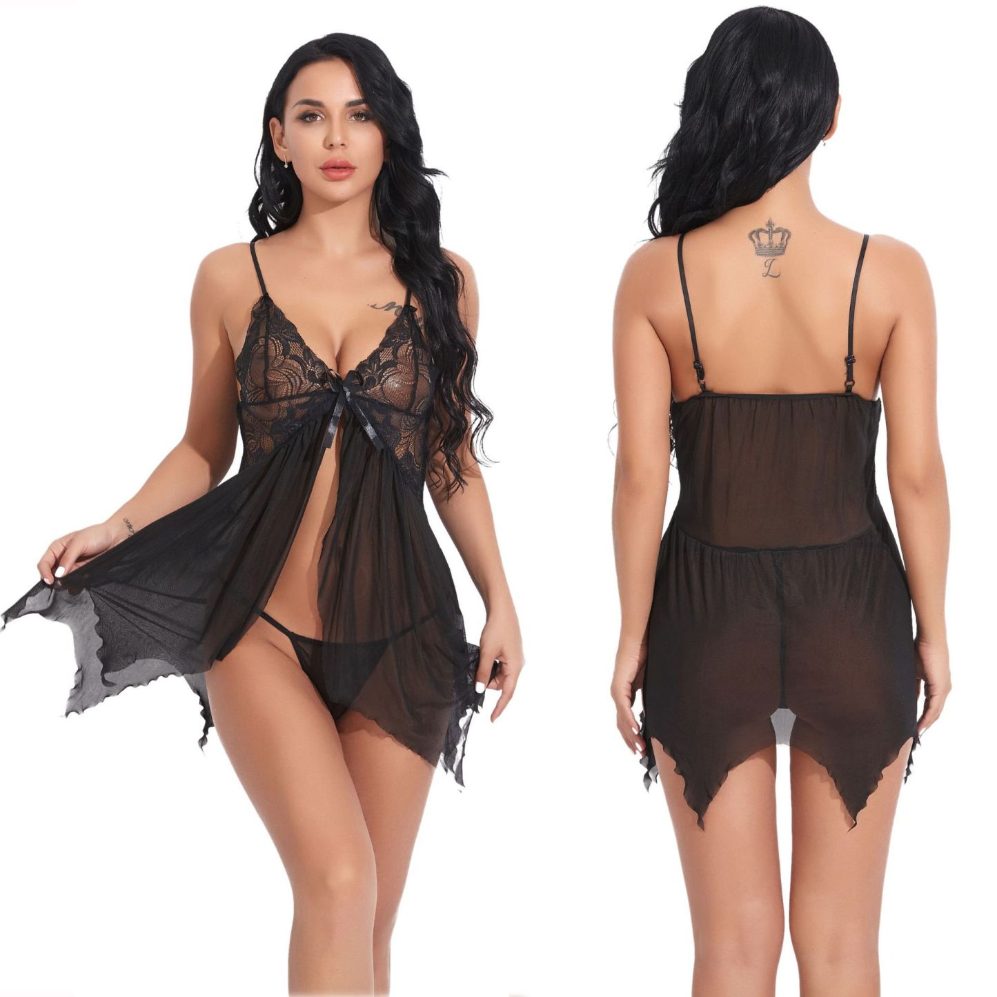Mesh suspenders multi-color pajamas