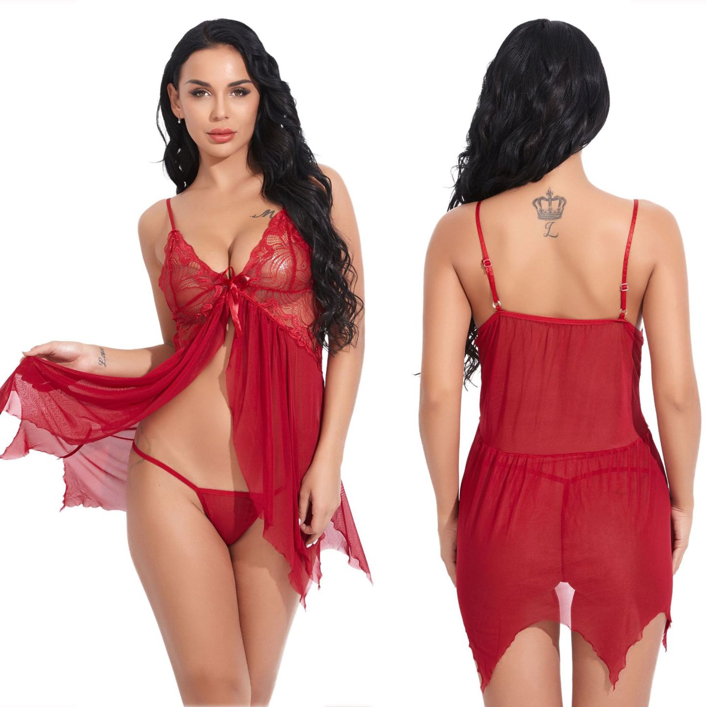 Mesh suspenders multi-color pajamas