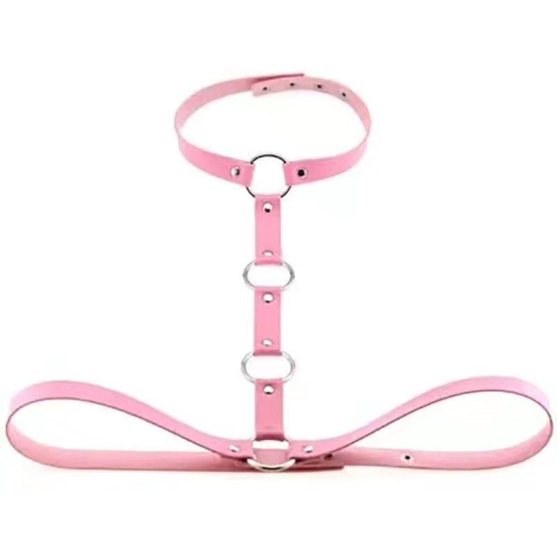 [Copy]Leather bondage belt collar leash