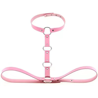 [Copy]Leather bondage belt collar leash