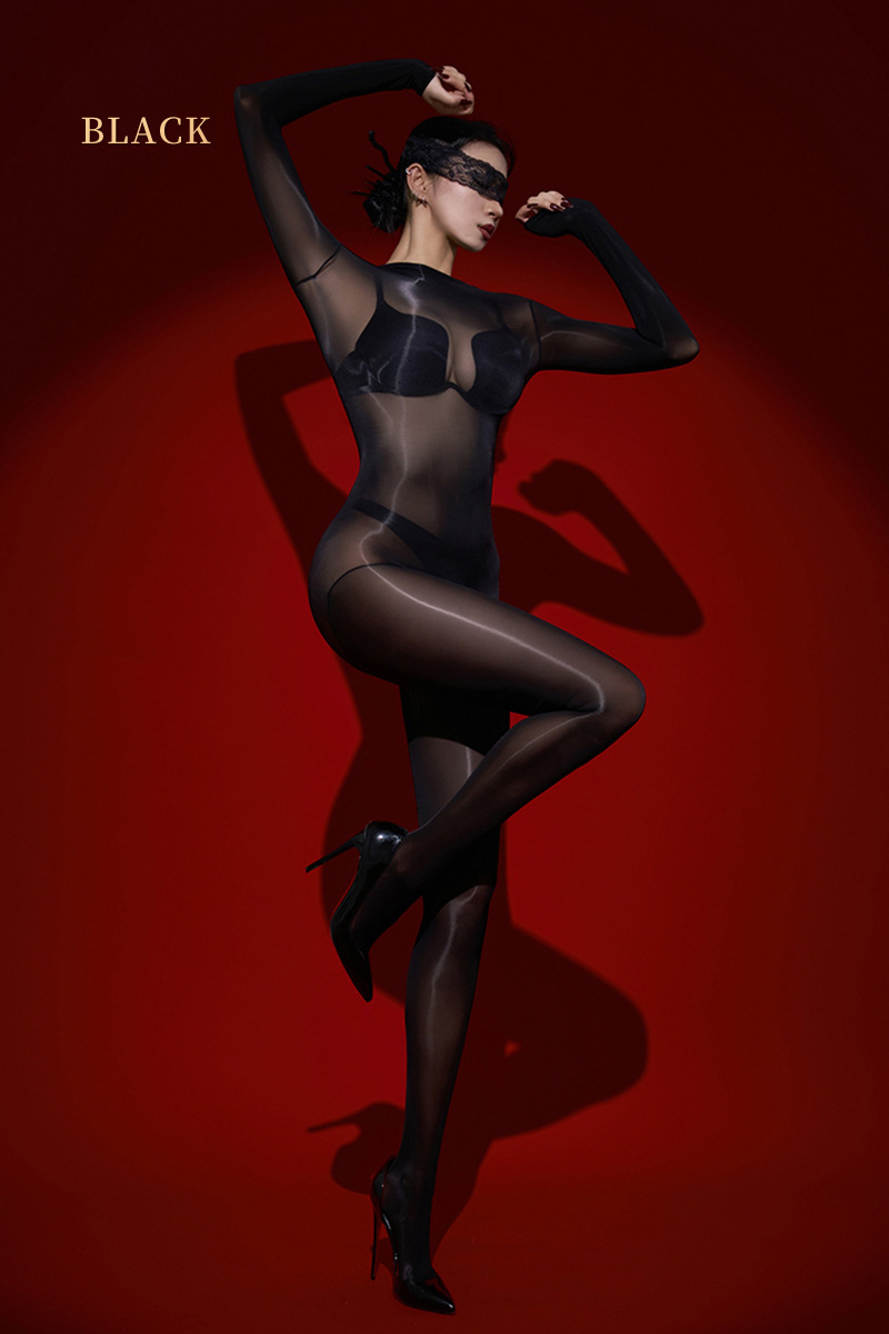 Seamless glossy silky high-cut body stockings