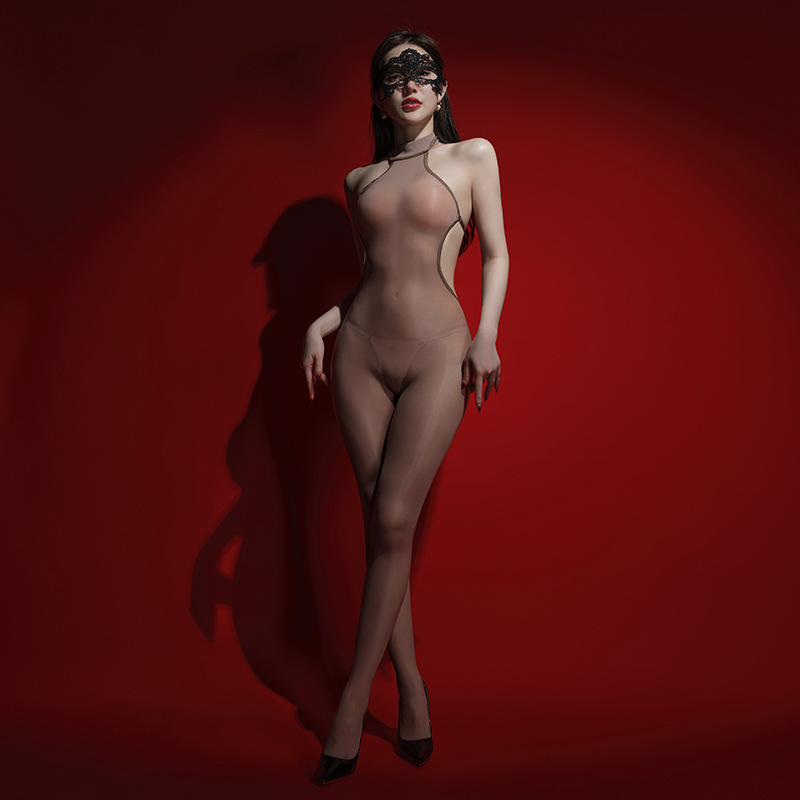 6D Super Shiny Horse Oil Stockings Backless Bodysuit