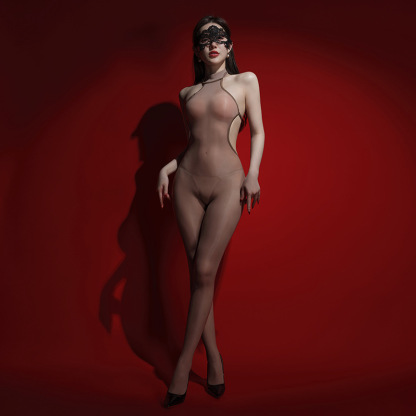 6D Super Shiny Horse Oil Stockings Backless Bodysuit