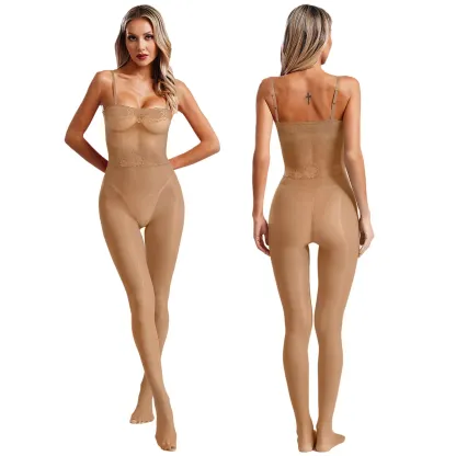 Lace tube top camisole shiny stockings