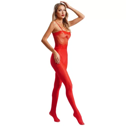 Lace tube top camisole shiny stockings