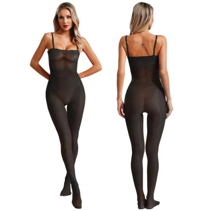 Lace tube top camisole shiny stockings