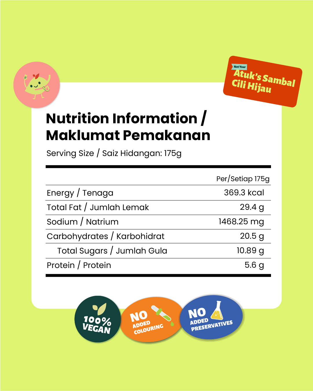 Not Your Atuk's Sambal Cili Hijau (Vegan Green Chilli Sambal)