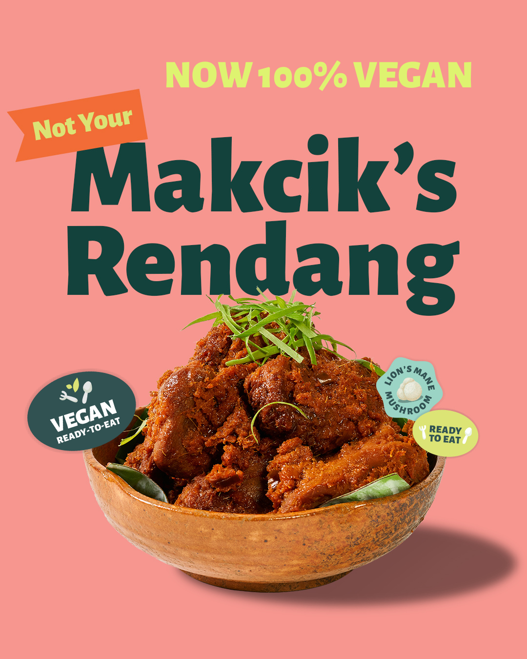 Not Your Makcik's Rendang (Plant-Based Lion’s Mane Rendang)