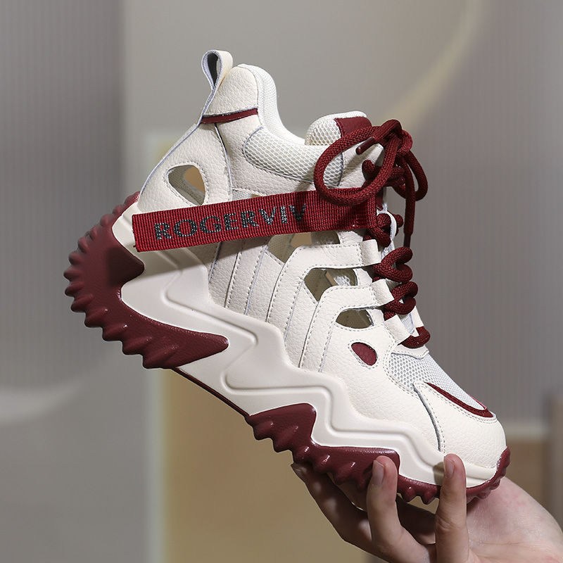 網面鏤空透氣厚底增高女鞋