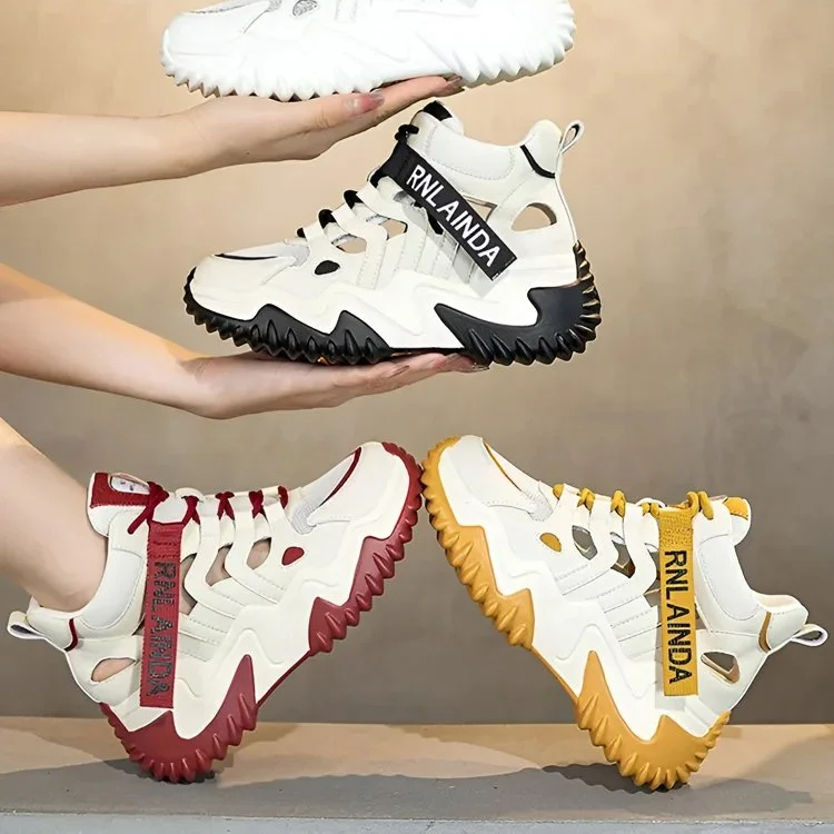 網面鏤空透氣厚底增高女鞋