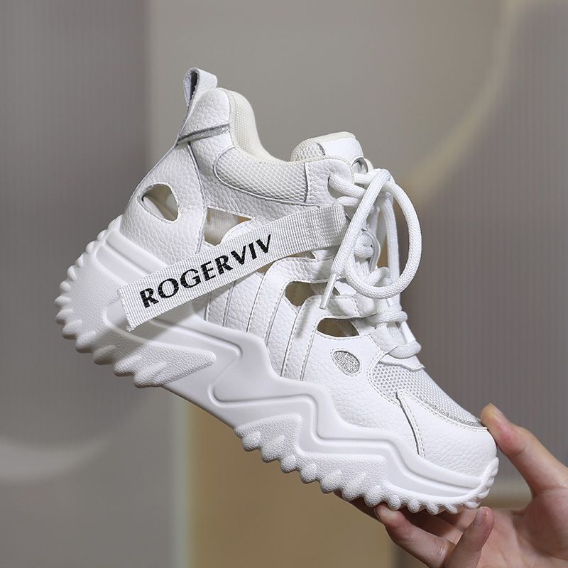 網面鏤空透氣厚底增高女鞋