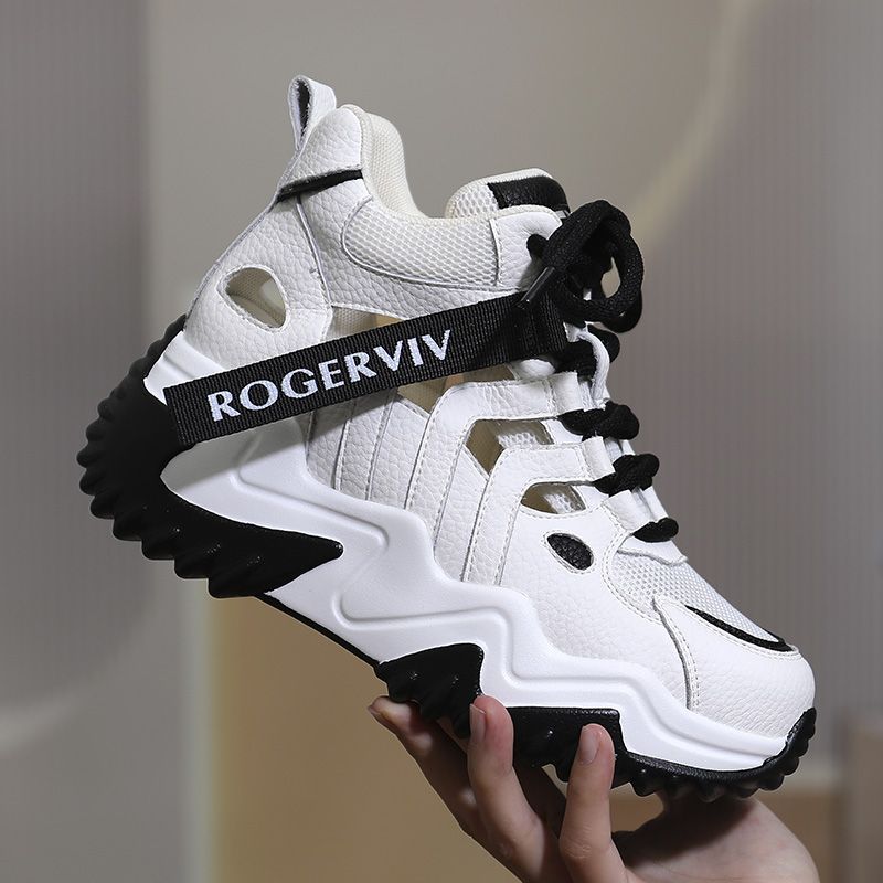 網面鏤空透氣厚底增高女鞋