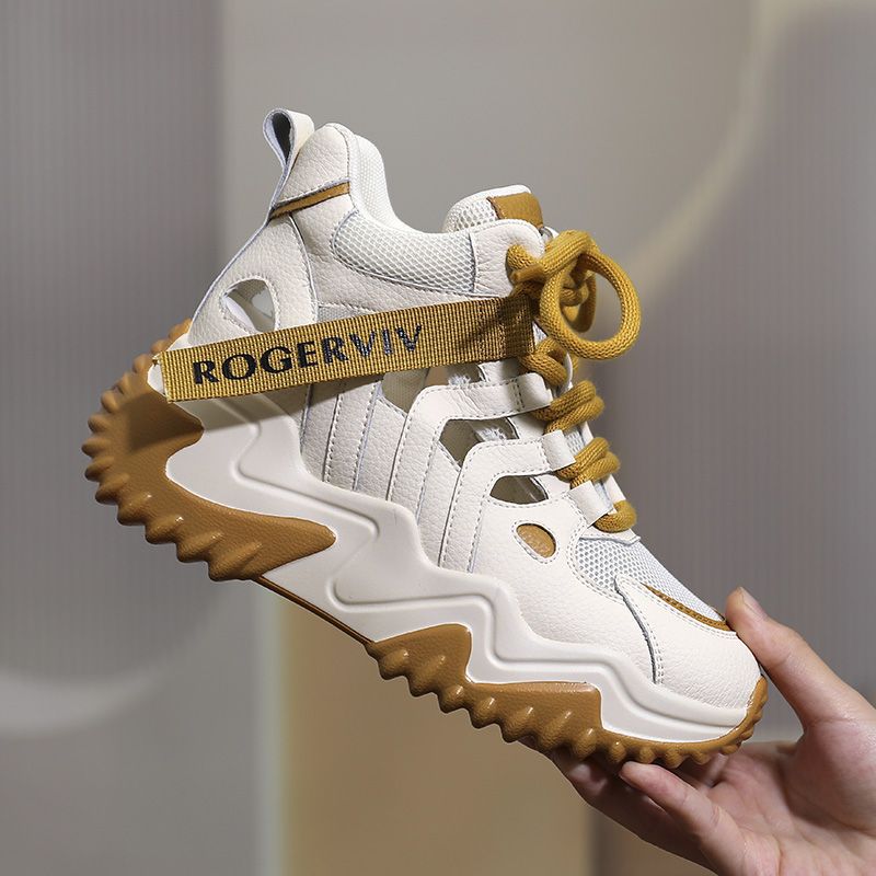 網面鏤空透氣厚底增高女鞋