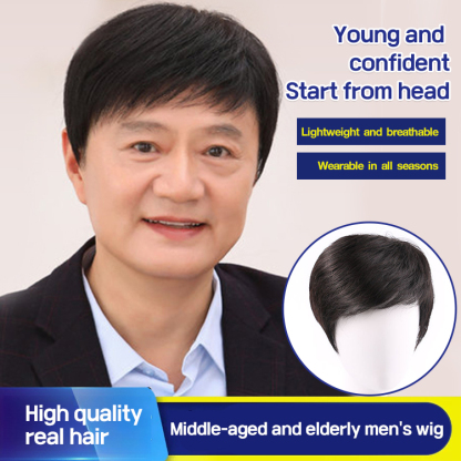 Business natural and realistic full wig for medium-elderly men