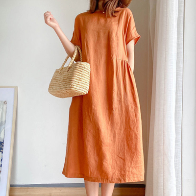 Japanese Style Linen Cotton Dress