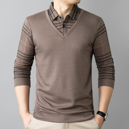 Fashionable men's faux two-piece shirt