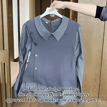 Slimming fashionable fake two-piece top