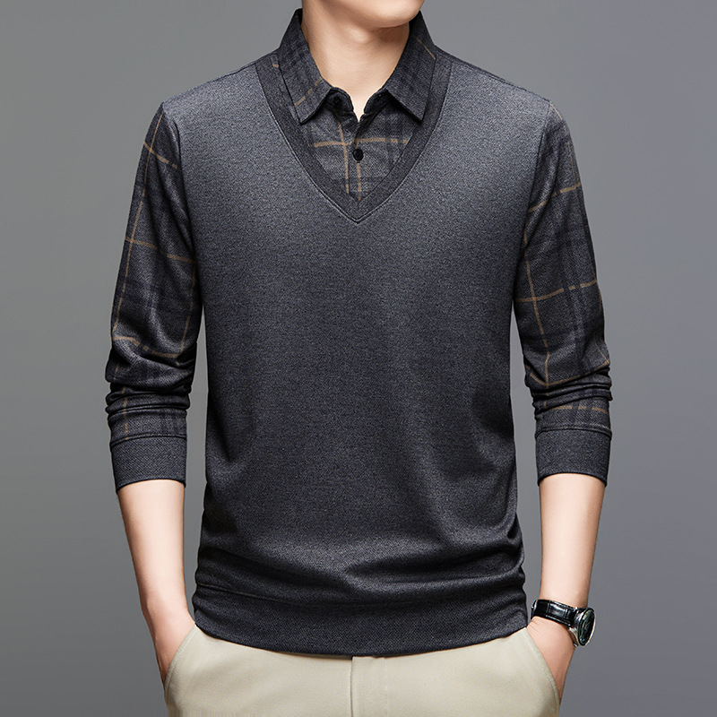 Fashionable men's faux two-piece shirt
