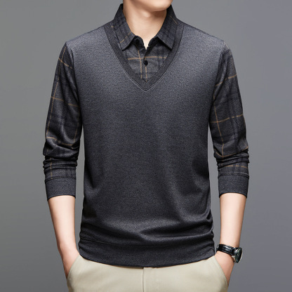 Fashionable men's faux two-piece shirt