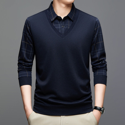 Fashionable men's faux two-piece shirt