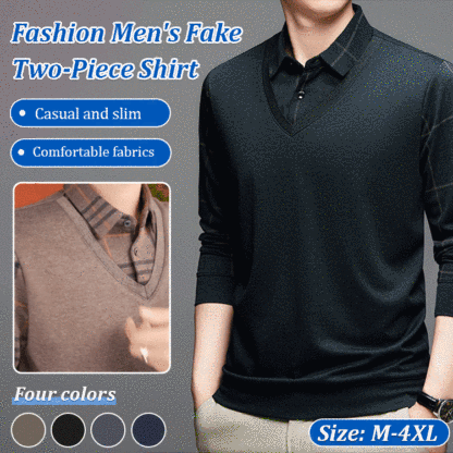 Fashionable men's faux two-piece shirt