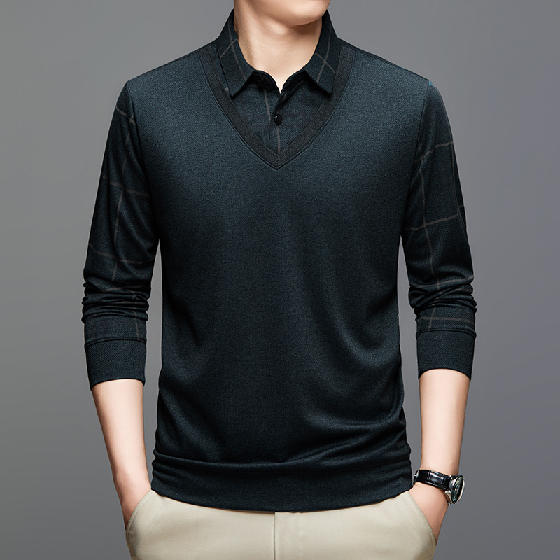 Fashionable men's faux two-piece shirt