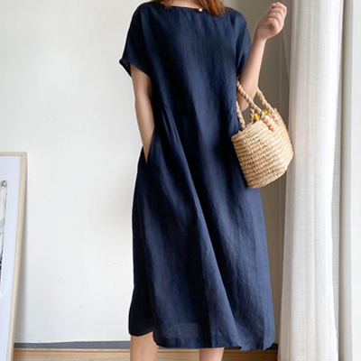 Japanese Style Linen Cotton Dress