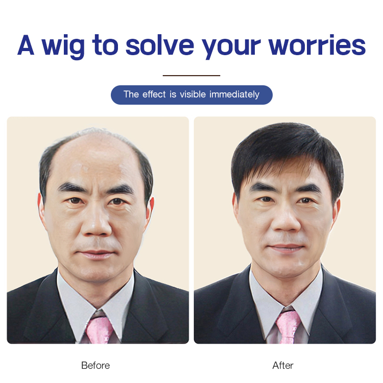 Business natural and realistic full wig for medium-elderly men