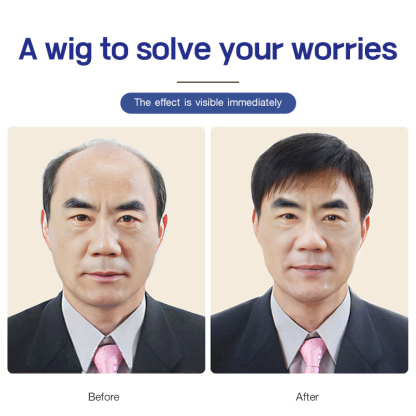 Business natural and realistic full wig for medium-elderly men