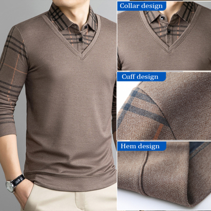 Fashionable men's faux two-piece shirt