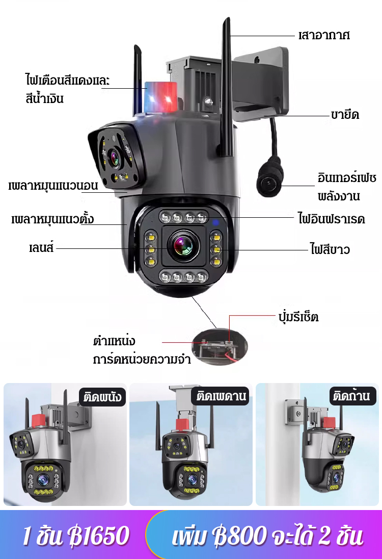 [ปกป้องบ้านของคุณ] กล้องวงจรปิดเลนส์คู่ แจ้งเตือนอัตโนมัติ