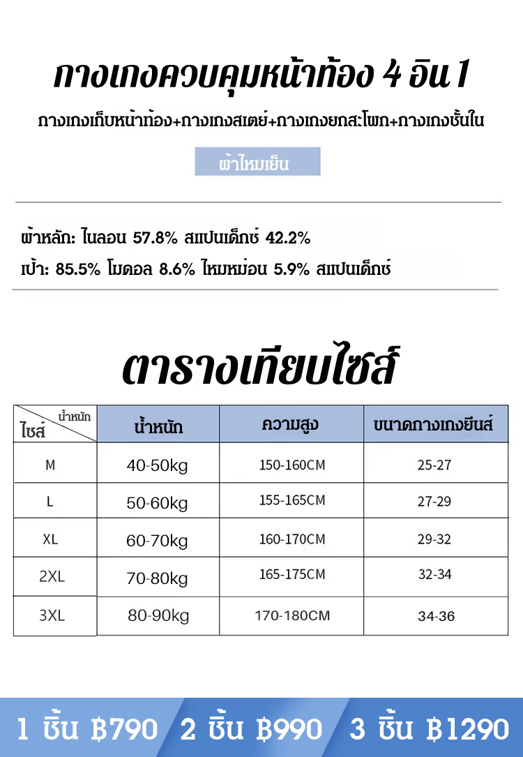 กางเกงในกระชับสัดส่วนระบายอากาศได้ดี ไม่แน่น