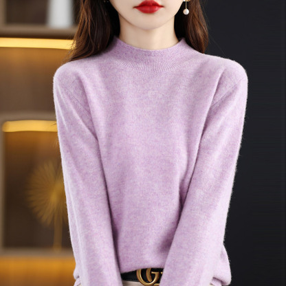 (มีให้เลือก 10 สี) เสื้อไหมพรมขนแกะคอเต่า บางเบา ทรงหลวม