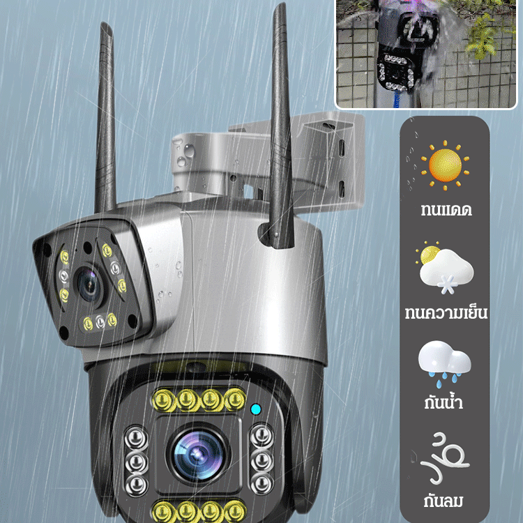 [ปกป้องบ้านของคุณ] กล้องวงจรปิดเลนส์คู่ แจ้งเตือนอัตโนมัติ