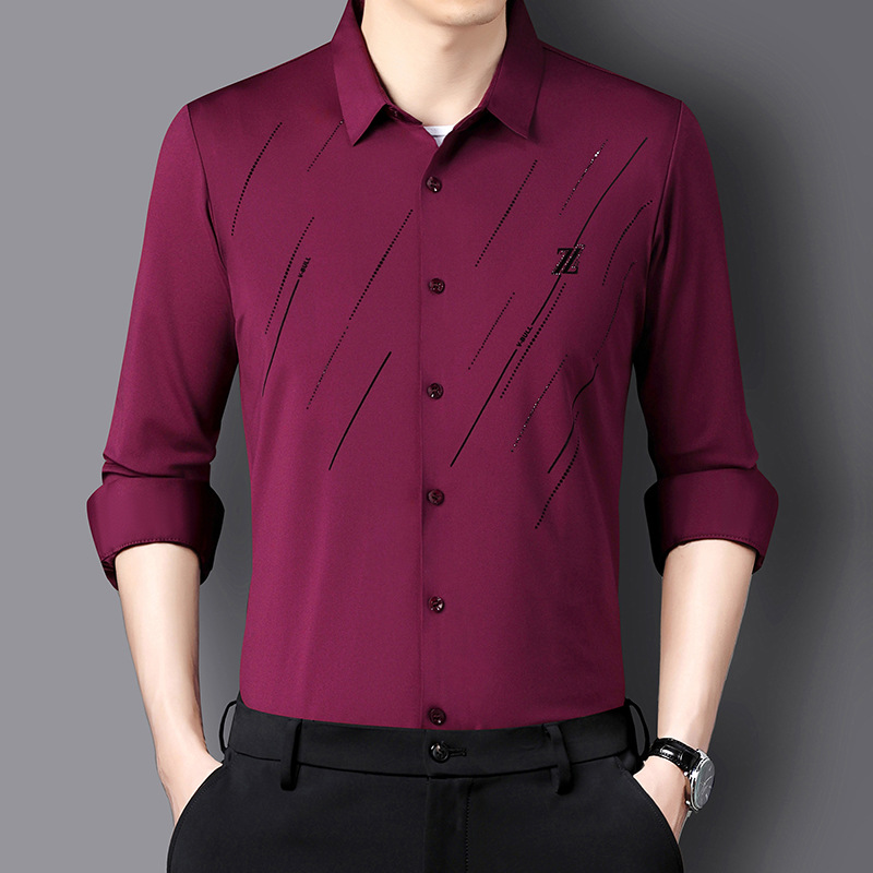 เสื้อโปโลแขนยาวผู้ชาย ยืดหยุ่นสูง ไม่ต้องรีด