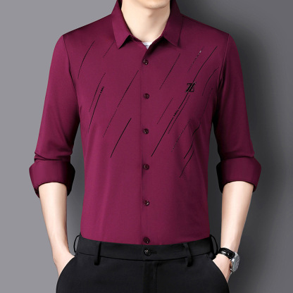เสื้อโปโลแขนยาวผู้ชาย ยืดหยุ่นสูง ไม่ต้องรีด