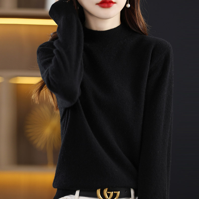 (มีให้เลือก 10 สี) เสื้อไหมพรมขนแกะคอเต่า บางเบา ทรงหลวม