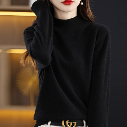 (มีให้เลือก 10 สี) เสื้อไหมพรมขนแกะคอเต่า บางเบา ทรงหลวม